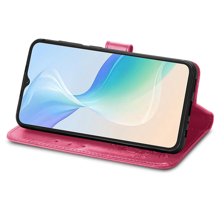 For Blackview Oscal C30 Pro Four-leaf Clasp Embossed Buckle Leather Phone Case(Magenta)