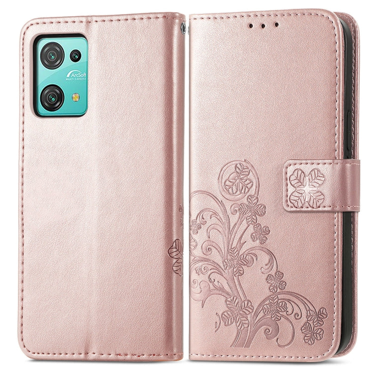 For Blackview Oscal C30 Pro Four-leaf Clasp Embossed Buckle Leather Phone Case(Rose Gold)