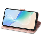 For Blackview Oscal C30 Pro Four-leaf Clasp Embossed Buckle Leather Phone Case(Rose Gold)