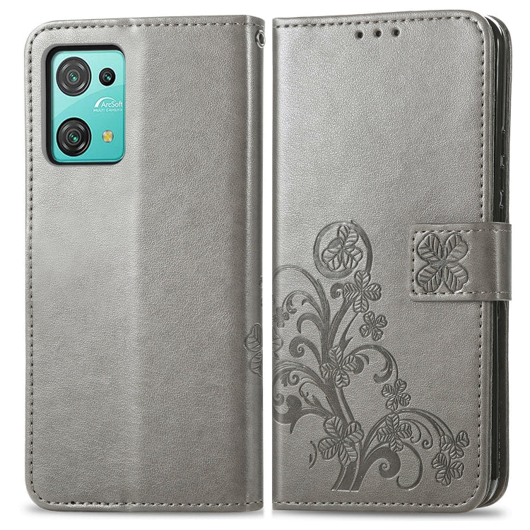 For Blackview Oscal C30 Pro Four-leaf Clasp Embossed Buckle Leather Phone Case(Gray)