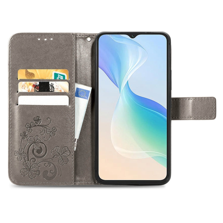 For Blackview Oscal C30 Pro Four-leaf Clasp Embossed Buckle Leather Phone Case(Gray)