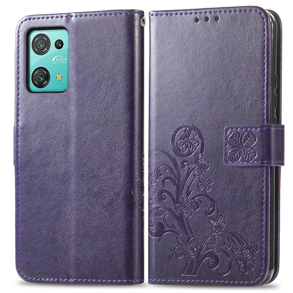 For Blackview Oscal C30 Pro Four-leaf Clasp Embossed Buckle Leather Phone Case(Purple)