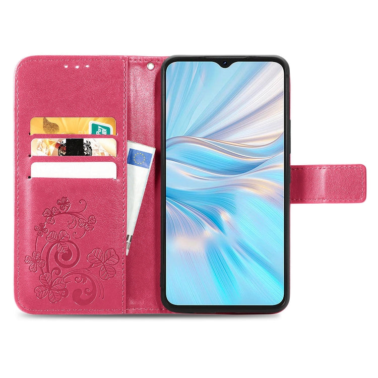 For Blackview Oscal C70 Four-leaf Clasp Embossed Buckle Leather Phone Case(Magenta)