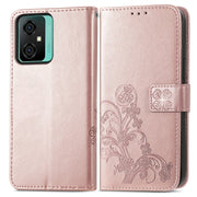 For Blackview Oscal C70 Four-leaf Clasp Embossed Buckle Leather Phone Case(Rose Gold)