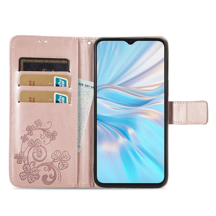 For Blackview Oscal C70 Four-leaf Clasp Embossed Buckle Leather Phone Case(Rose Gold)