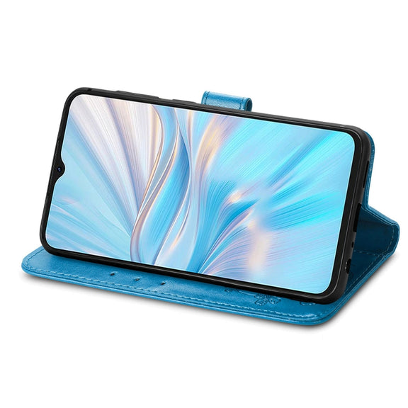 For Blackview Oscal C70 Four-leaf Clasp Embossed Buckle Leather Phone Case(Blue)