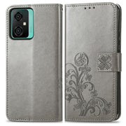 For Blackview Oscal C70 Four-leaf Clasp Embossed Buckle Leather Phone Case(Gray)