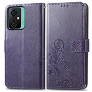 For Blackview Oscal C70 Four-leaf Clasp Embossed Buckle Leather Phone Case(Purple)