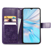 For Blackview Oscal C70 Four-leaf Clasp Embossed Buckle Leather Phone Case(Purple)