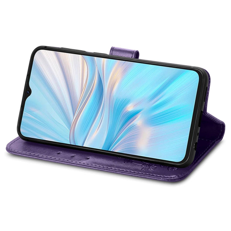 For Blackview Oscal C70 Four-leaf Clasp Embossed Buckle Leather Phone Case(Purple)