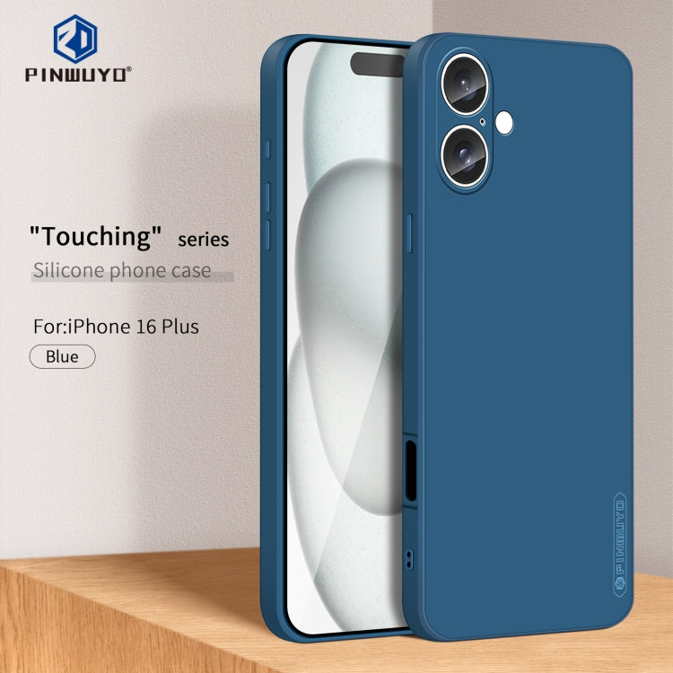 For iPhone 16 Plus PINWUYO Sense Series Liquid Silicone TPU Phone Case(Blue)