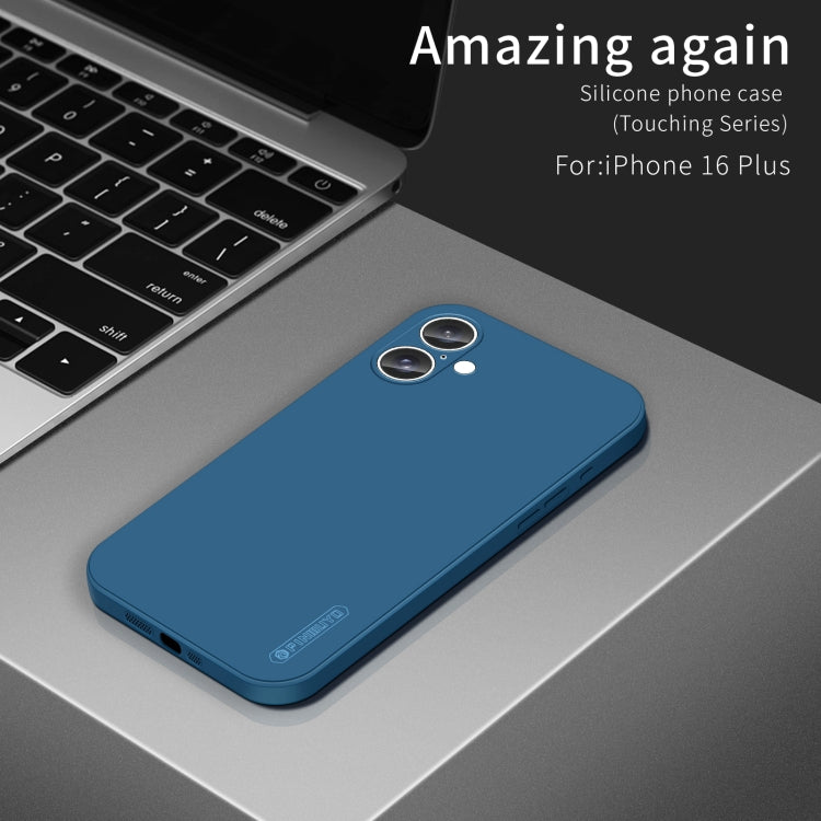 For iPhone 16 Plus PINWUYO Sense Series Liquid Silicone TPU Phone Case(Blue)