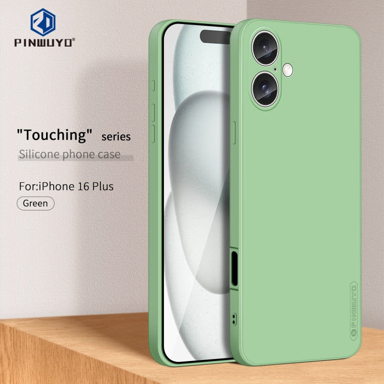For iPhone 16 Plus PINWUYO Sense Series Liquid Silicone TPU Phone Case(Green)
