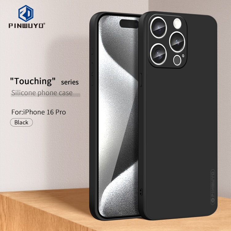 For iPhone 16 Pro PINWUYO Sense Series Liquid Silicone TPU Phone Case(Black)