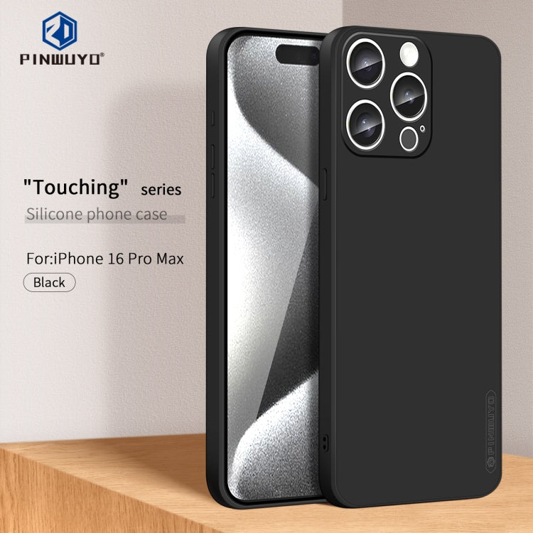For iPhone 16 Pro Max PINWUYO Sense Series Liquid Silicone TPU Phone Case(Black)