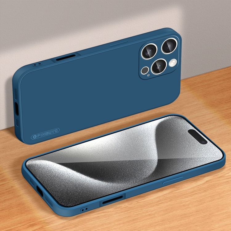 For iPhone 16 Pro Max PINWUYO Sense Series Liquid Silicone TPU Phone Case(Blue)