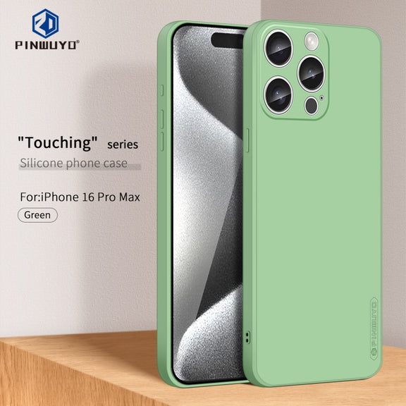 For iPhone 16 Pro Max PINWUYO Sense Series Liquid Silicone TPU Phone Case(Green)