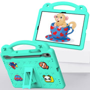 For Samsung Galaxy Tab S9 X710/X716B Handle Kickstand Children EVA Shockproof Tablet Case(Mint Green)