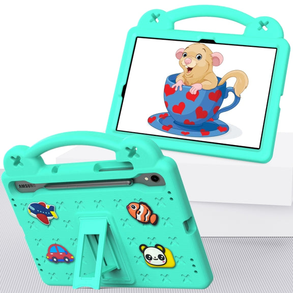 For Samsung Galaxy Tab S9 X710/X716B Handle Kickstand Children EVA Shockproof Tablet Case(Mint Green)