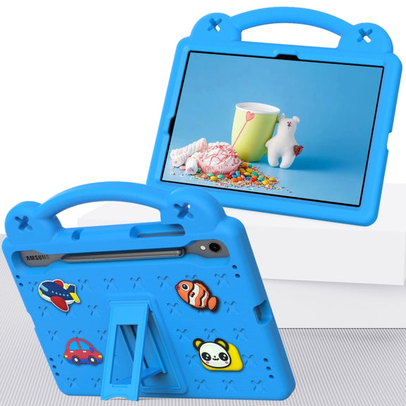 For Samsung Galaxy Tab S9 X710/X716B Handle Kickstand Children EVA Shockproof Tablet Case(Sky Blue)