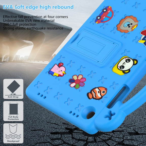 For Samsung Galaxy Tab A9+ X216B Handle Kickstand Children EVA Shockproof Tablet Case(Sky Blue)