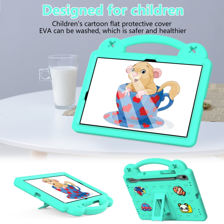 For Samsung Galaxy Tab S9 FE / X510N Handle Kickstand Children EVA Shockproof Tablet Case(Mint Green)