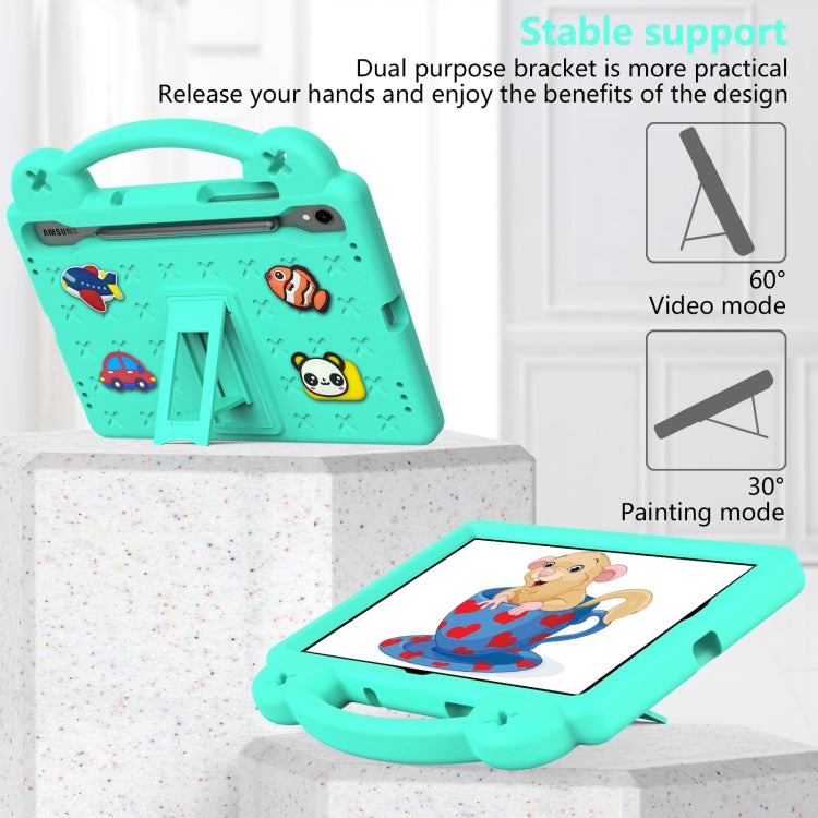 For Samsung Galaxy Tab S9 FE / X510N Handle Kickstand Children EVA Shockproof Tablet Case(Mint Green)