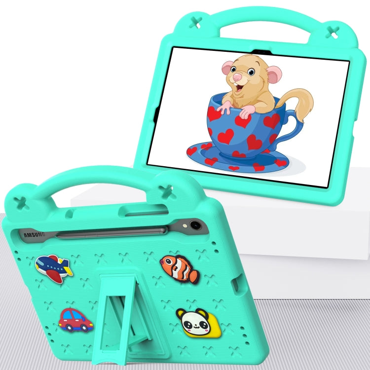 For Samsung Galaxy Tab S9 FE / X510N Handle Kickstand Children EVA Shockproof Tablet Case(Mint Green)