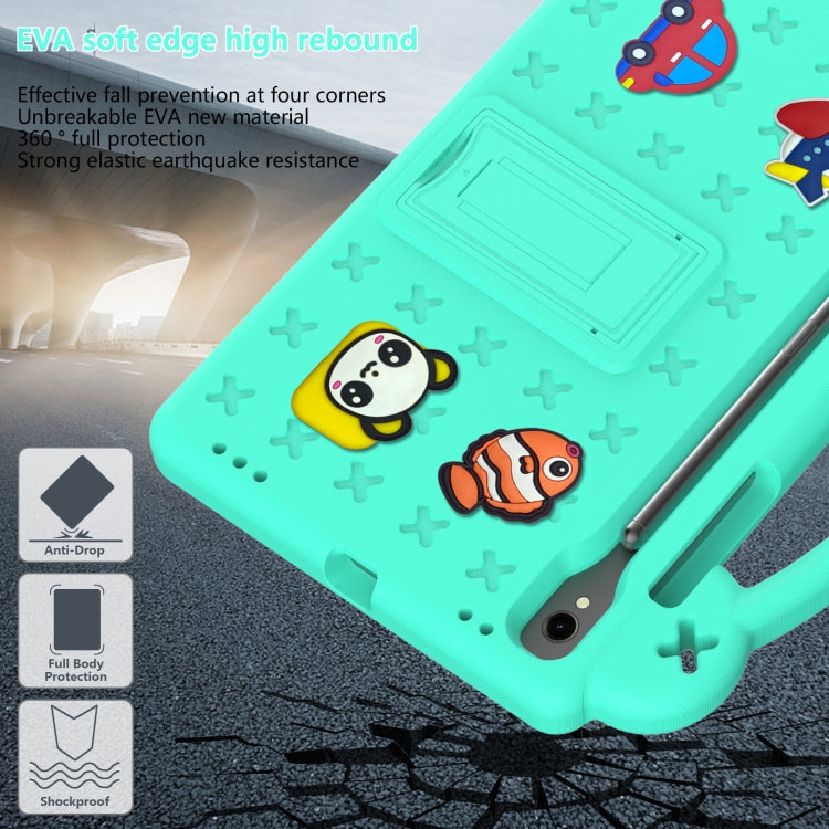 For Samsung Galaxy Tab S9 FE / X510N Handle Kickstand Children EVA Shockproof Tablet Case(Mint Green)