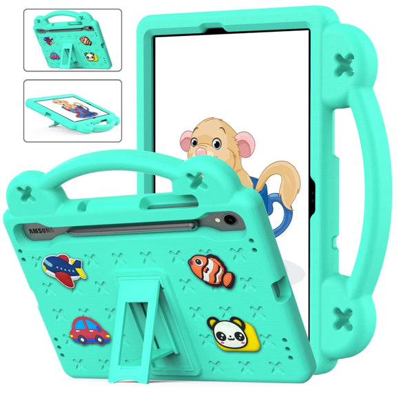For Samsung Galaxy Tab S9 FE / X510N Handle Kickstand Children EVA Shockproof Tablet Case(Mint Green)