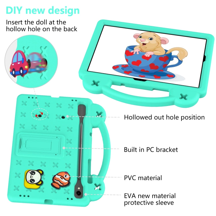 For Samsung Galaxy Tab S9 FE / X510N Handle Kickstand Children EVA Shockproof Tablet Case(Mint Green)