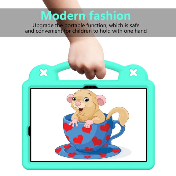 For Samsung Galaxy Tab S9 FE / X510N Handle Kickstand Children EVA Shockproof Tablet Case(Mint Green)