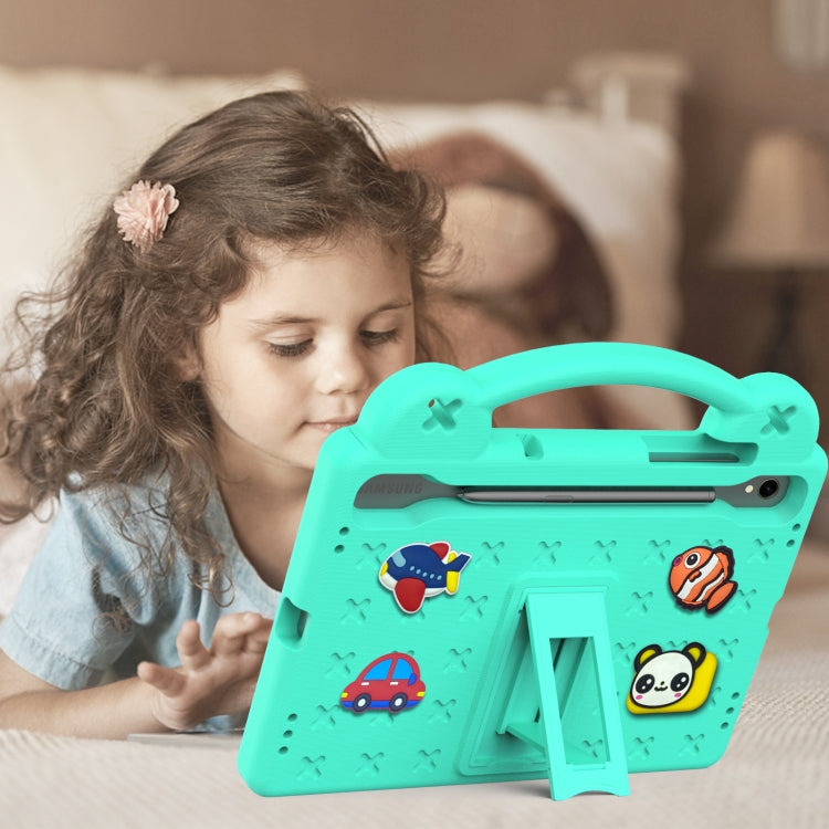 For Samsung Galaxy Tab S9 FE / X510N Handle Kickstand Children EVA Shockproof Tablet Case(Mint Green)