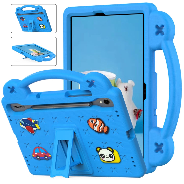 For Samsung Galaxy Tab S9 FE / X510N Handle Kickstand Children EVA Shockproof Tablet Case(Sky Blue)