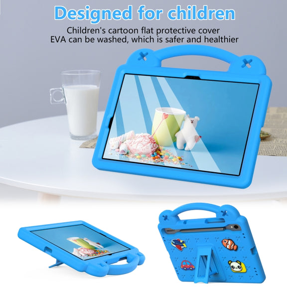 For Samsung Galaxy Tab S9 FE / X510N Handle Kickstand Children EVA Shockproof Tablet Case(Sky Blue)
