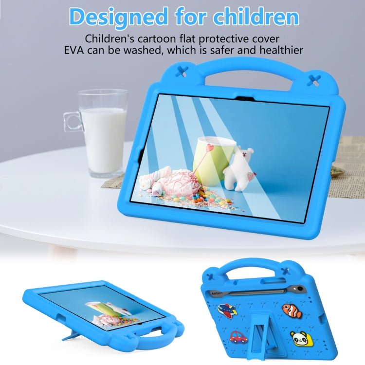 For Samsung Galaxy Tab S9 FE / X510N Handle Kickstand Children EVA Shockproof Tablet Case(Sky Blue)