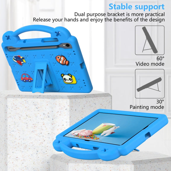 For Samsung Galaxy Tab S9 FE / X510N Handle Kickstand Children EVA Shockproof Tablet Case(Sky Blue)