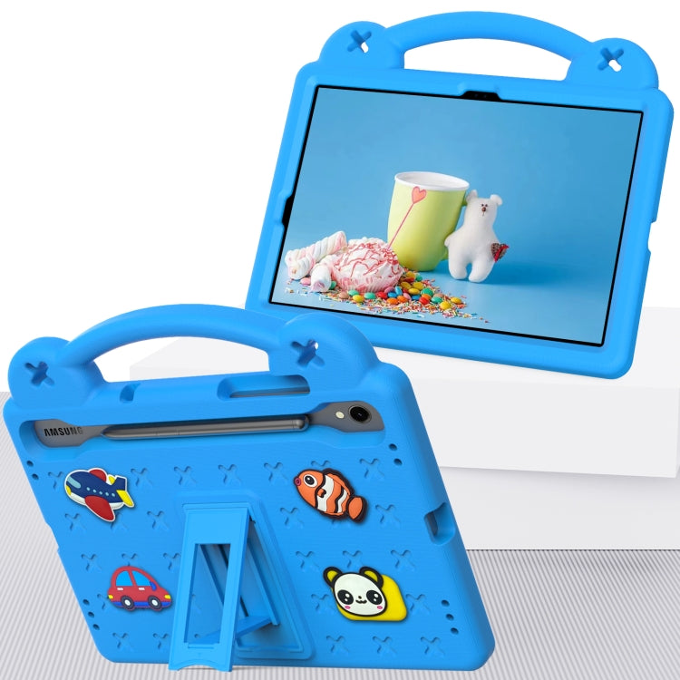 For Samsung Galaxy Tab S9 FE / X510N Handle Kickstand Children EVA Shockproof Tablet Case(Sky Blue)