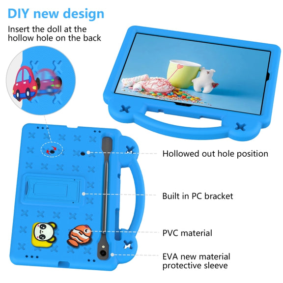For Samsung Galaxy Tab S9 FE / X510N Handle Kickstand Children EVA Shockproof Tablet Case(Sky Blue)