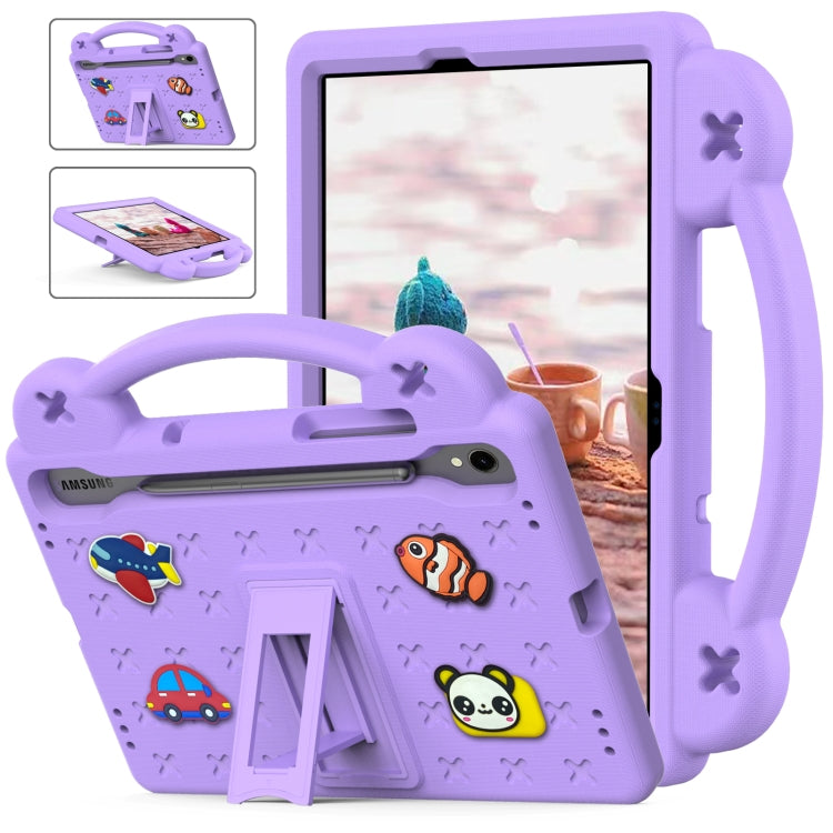 For Samsung Galaxy Tab S9 FE / X510N Handle Kickstand Children EVA Shockproof Tablet Case(Light Purple)