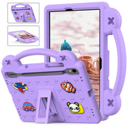 For Samsung Galaxy Tab S9 FE / X510N Handle Kickstand Children EVA Shockproof Tablet Case(Light Purple)