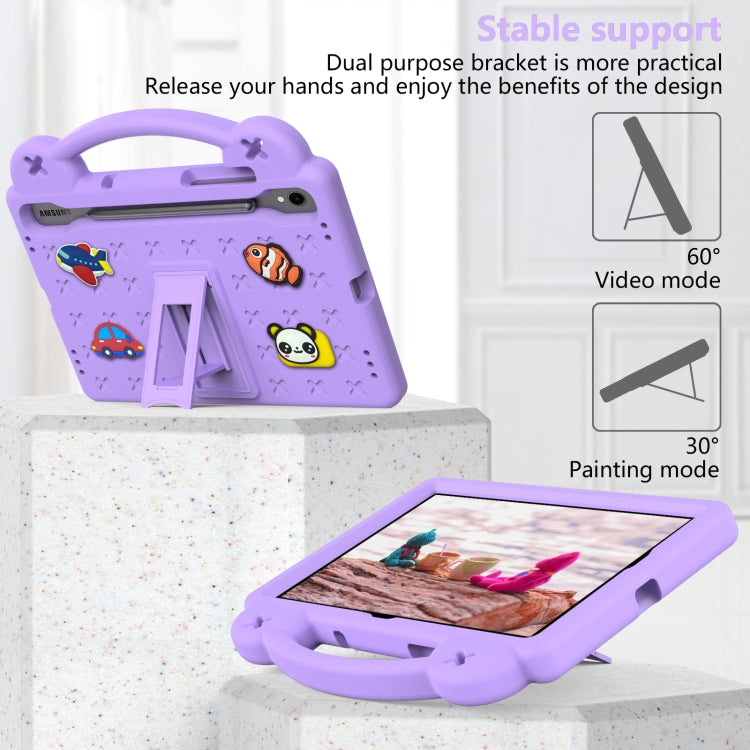 For Samsung Galaxy Tab S9 FE / X510N Handle Kickstand Children EVA Shockproof Tablet Case(Light Purple)