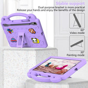 For Samsung Galaxy Tab S9 FE / X510N Handle Kickstand Children EVA Shockproof Tablet Case(Light Purple)