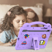 For Samsung Galaxy Tab S9 FE / X510N Handle Kickstand Children EVA Shockproof Tablet Case(Light Purple)