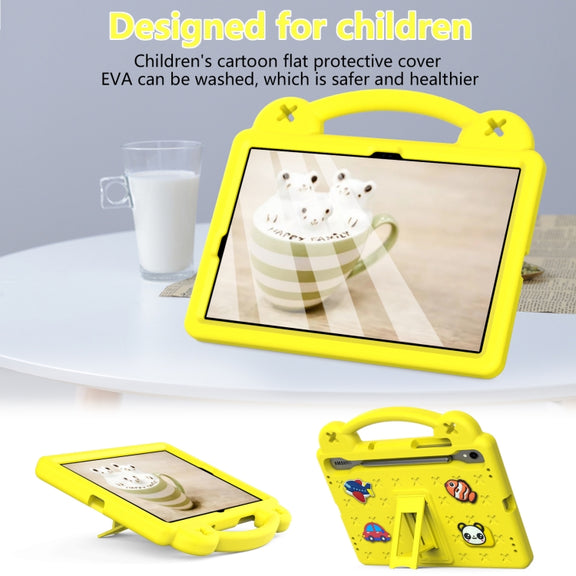 For Samsung Galaxy Tab S9 FE / X510N Handle Kickstand Children EVA Shockproof Tablet Case(Yellow)
