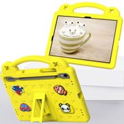 For Samsung Galaxy Tab S9 FE / X510N Handle Kickstand Children EVA Shockproof Tablet Case(Yellow)