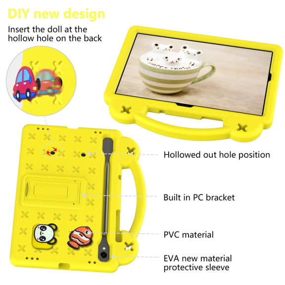 For Samsung Galaxy Tab S9 FE / X510N Handle Kickstand Children EVA Shockproof Tablet Case(Yellow)