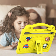 For Samsung Galaxy Tab S9 FE / X510N Handle Kickstand Children EVA Shockproof Tablet Case(Yellow)
