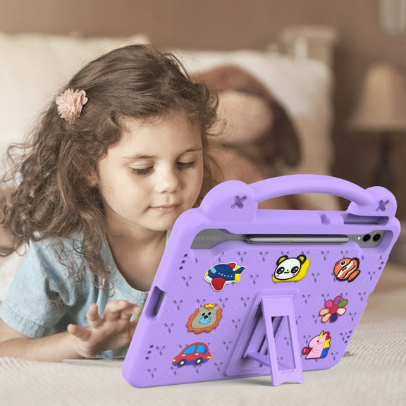 For Samsung Galaxy Tab S9 FE+ 12.4 X610N Handle Kickstand Children EVA Shockproof Tablet Case(Light Purple)