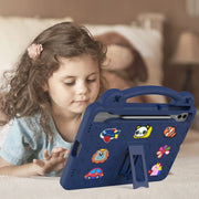 For Samsung Galaxy Tab S9 FE+ 12.4 X610N Handle Kickstand Children EVA Shockproof Tablet Case(Navy Blue)